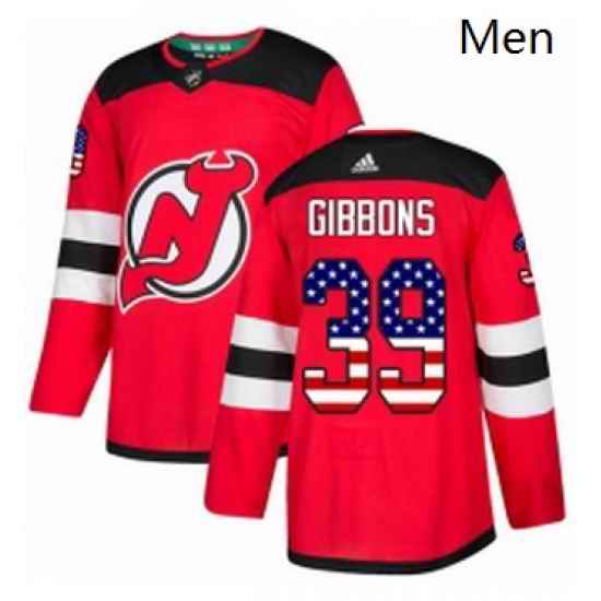 Mens Adidas New Jersey Devils 39 Brian Gibbons Authentic Red USA Flag Fashion NHL Jersey